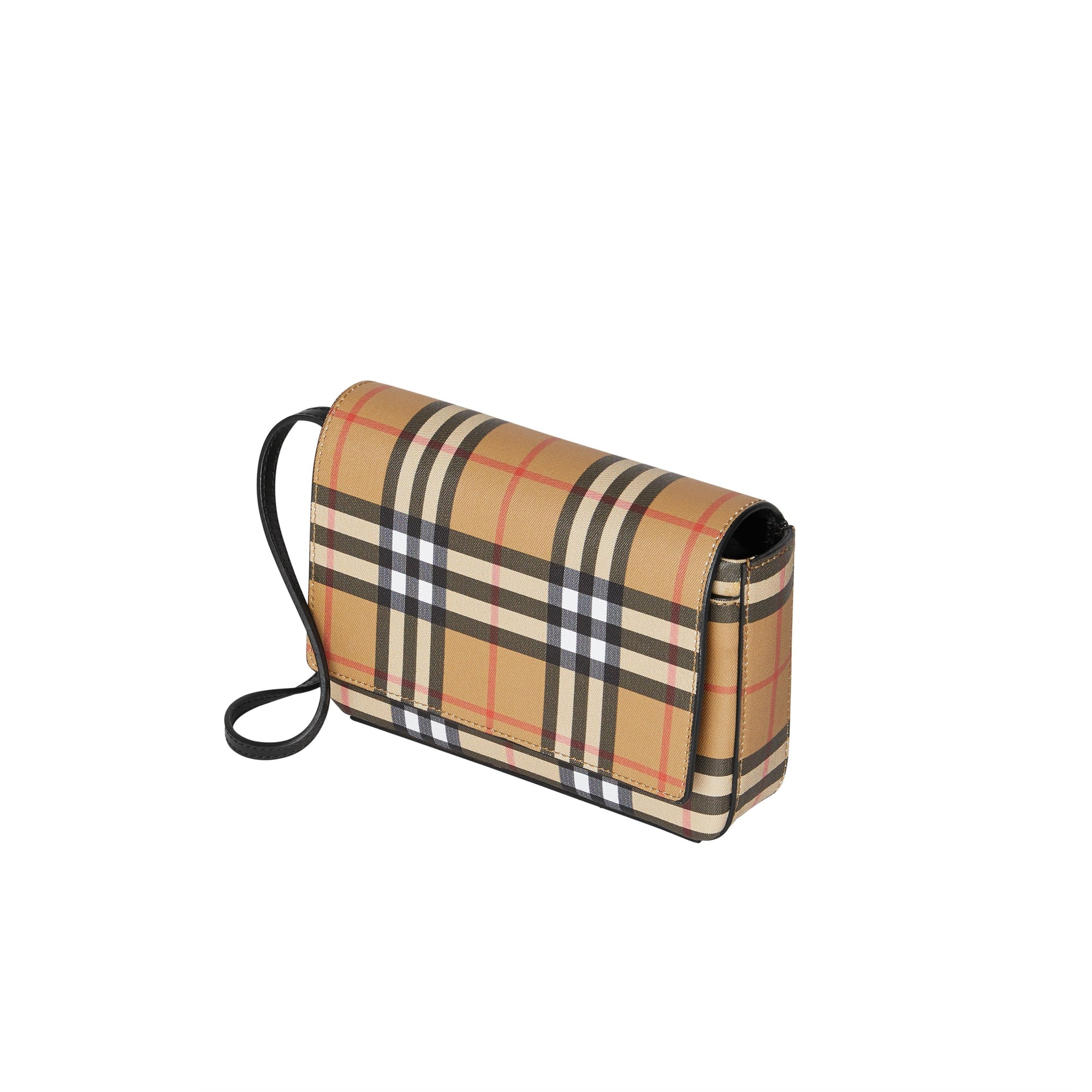 Petit sac à bandoulière en cuir avec Vintage check - Black