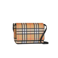 Petit sac à bandoulière en cuir avec Vintage check - Black