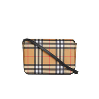 Petit sac à bandoulière en cuir avec Vintage check - Black