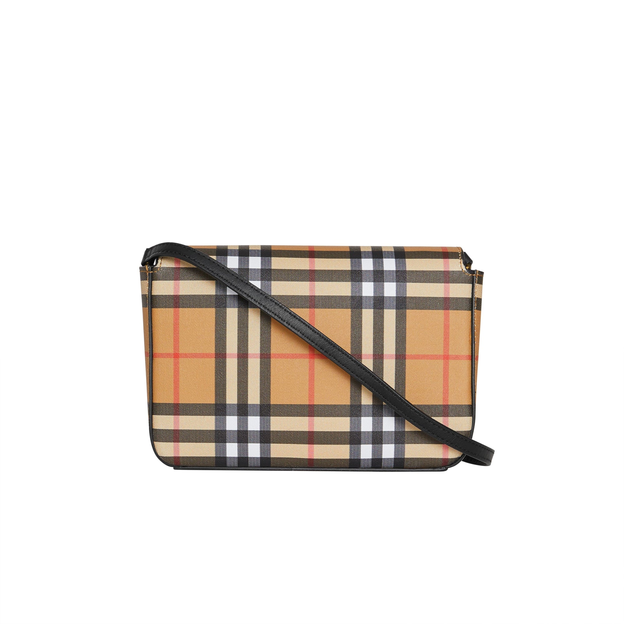 Petit sac à bandoulière en cuir avec Vintage check - Black