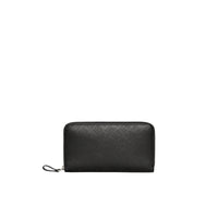 Portefeuille zippé en cuir perforé - Black