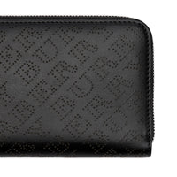 Portefeuille zippé en cuir perforé - Black
