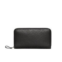 Portefeuille zippé en cuir perforé - Black