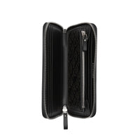 Portefeuille zippé en cuir perforé - Black