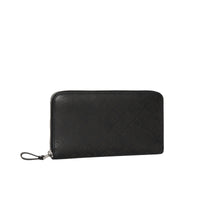 Portefeuille zippé en cuir perforé - Black