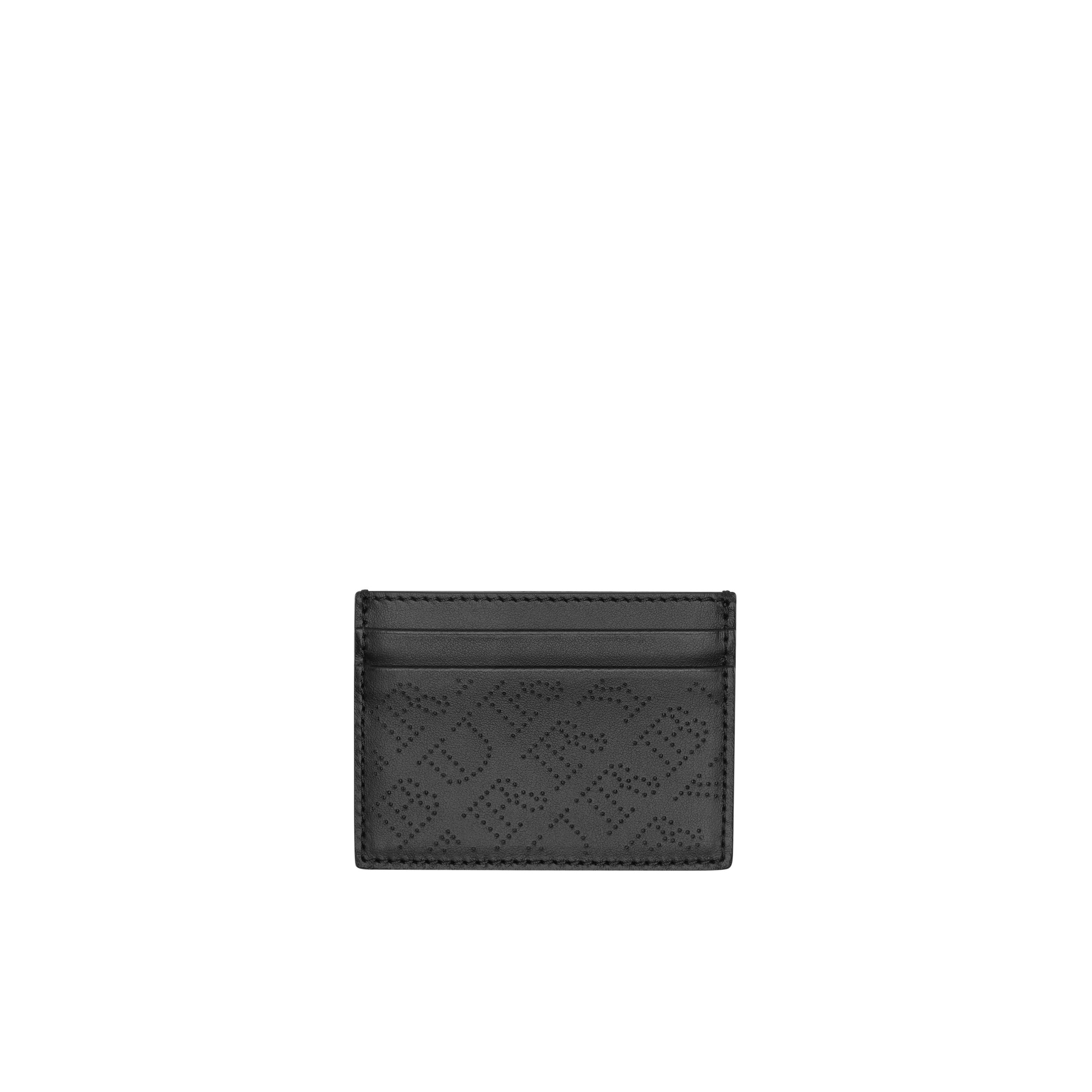 Porte-cartes en cuir avec logo perforé - Black