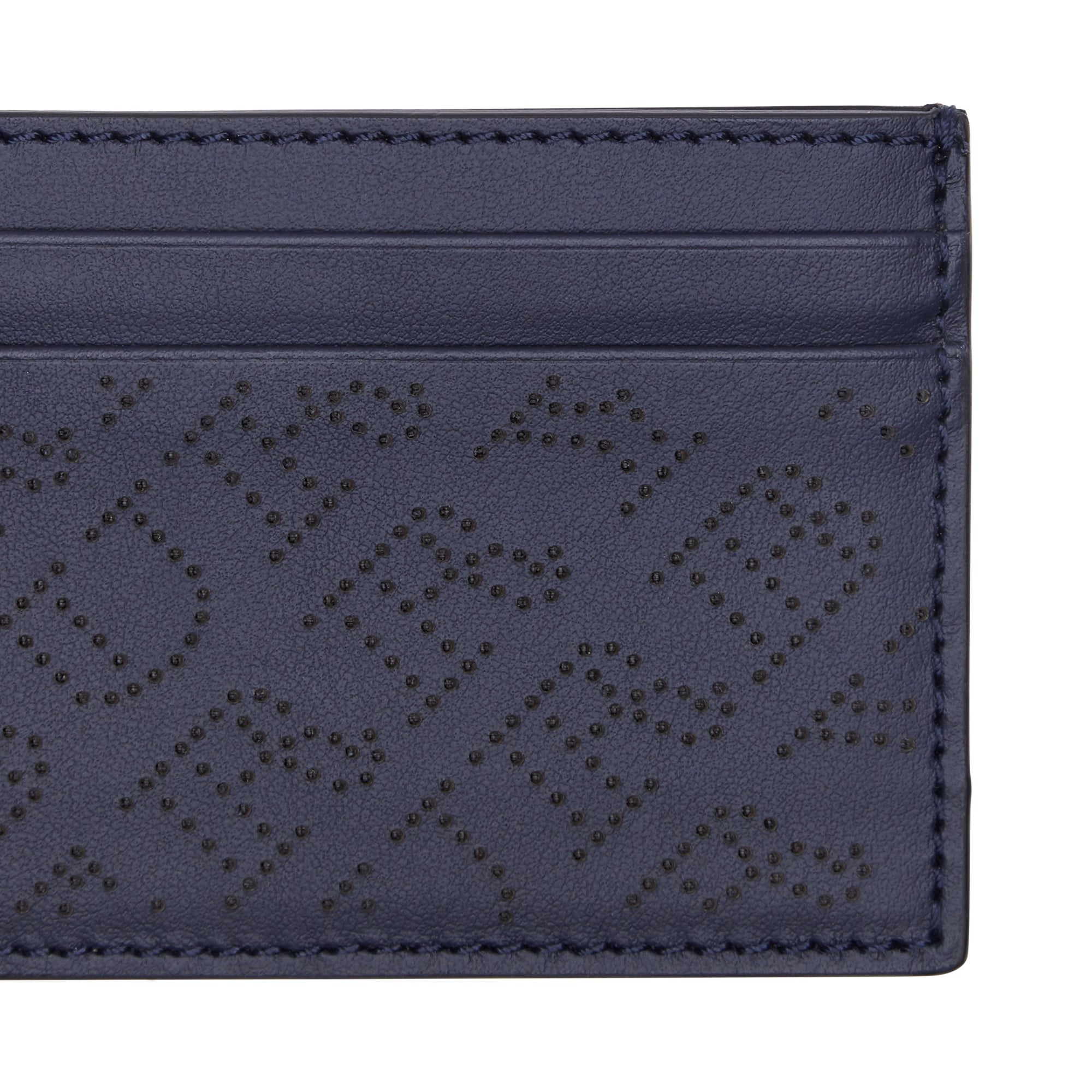 Porte-cartes en cuir avec logo perforé - Navy