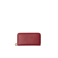Portefeuille zippé en cuir bicolore avec écusson - Crimson