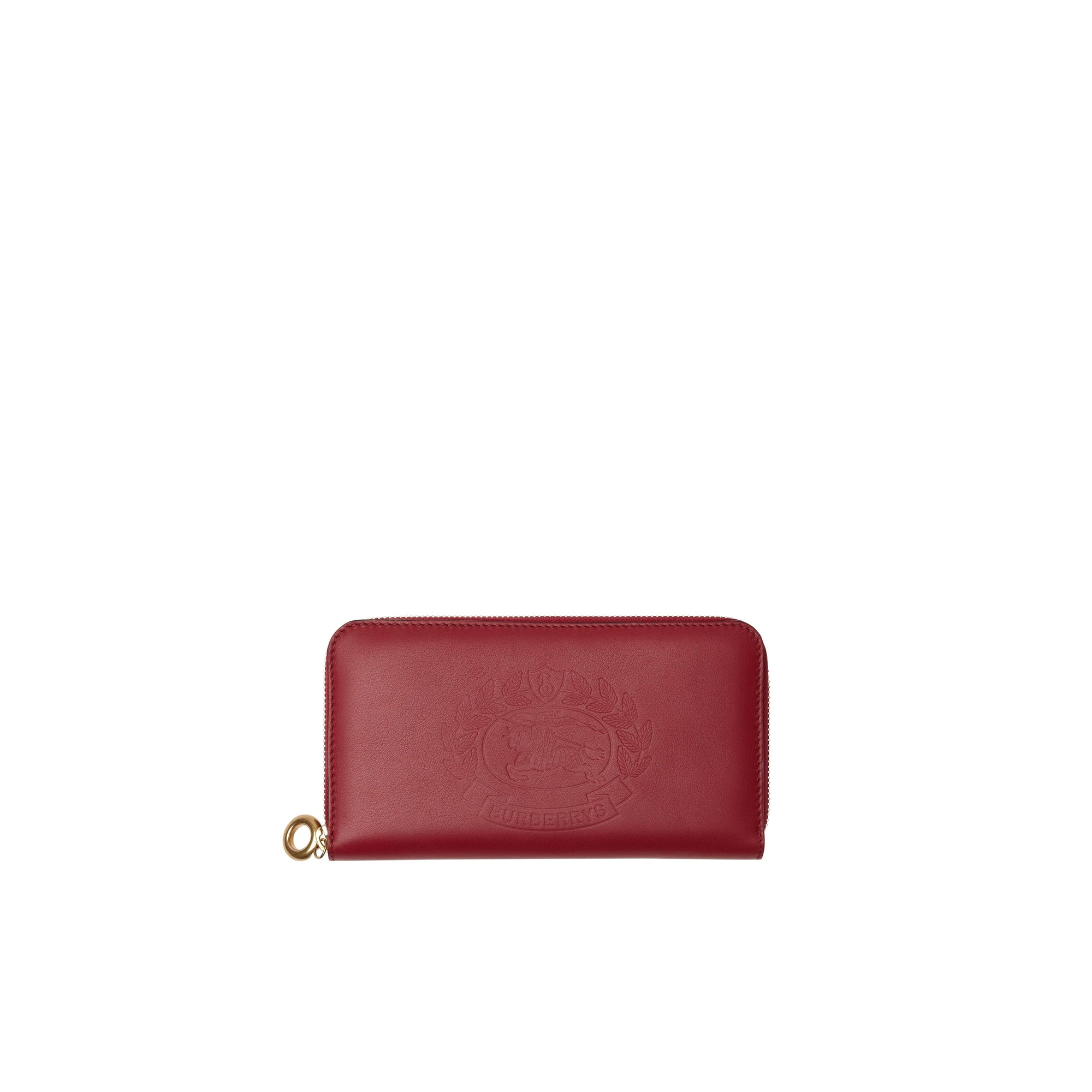 Portefeuille zippé en cuir bicolore avec écusson - Crimson