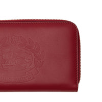 Portefeuille zippé en cuir bicolore avec écusson - Crimson