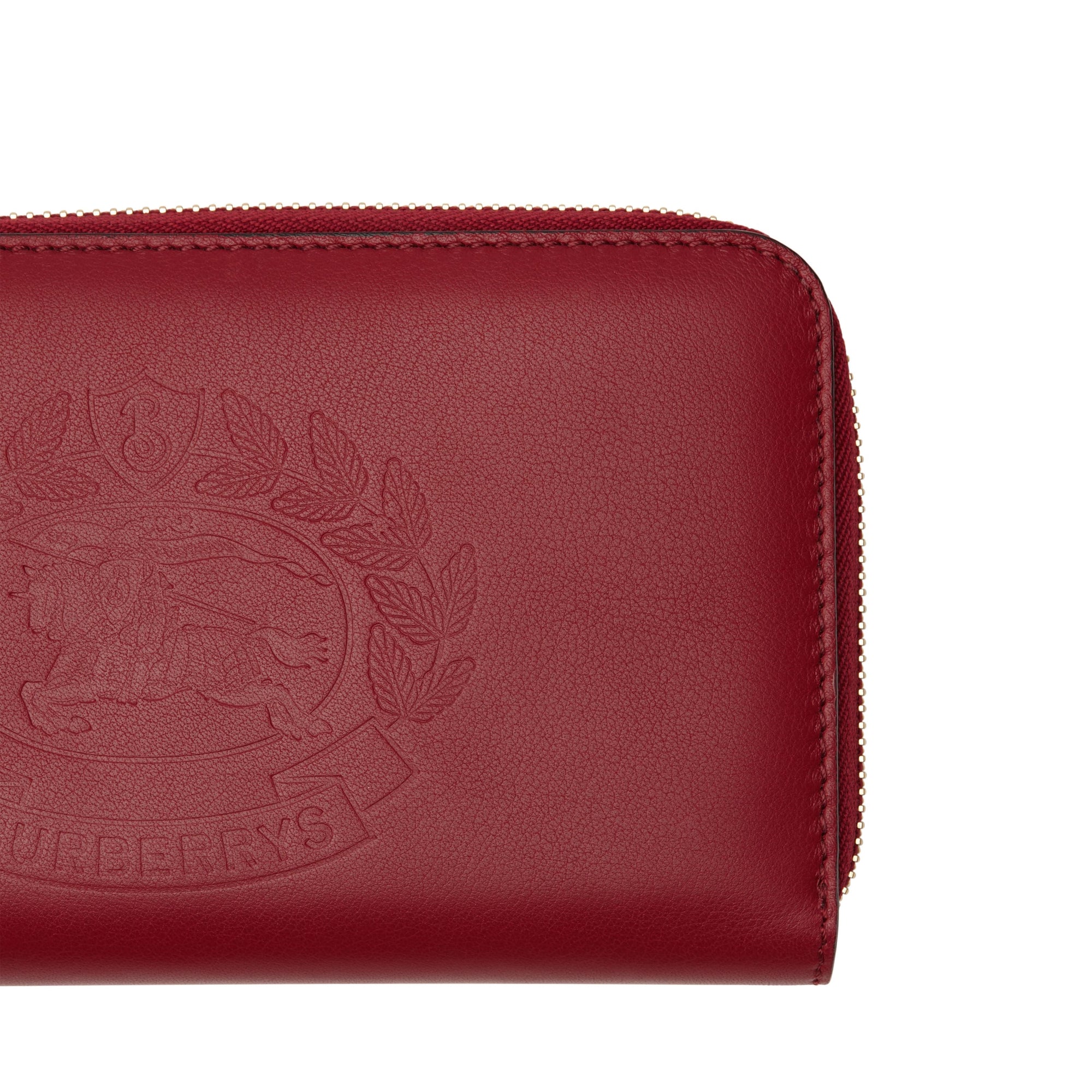 Portefeuille zippé en cuir bicolore avec écusson - Crimson