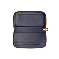 Portefeuille zippé en cuir bicolore avec écusson - Crimson