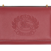 Portefeuille en cuir avec écusson estampé et sangle amovible - Crimson