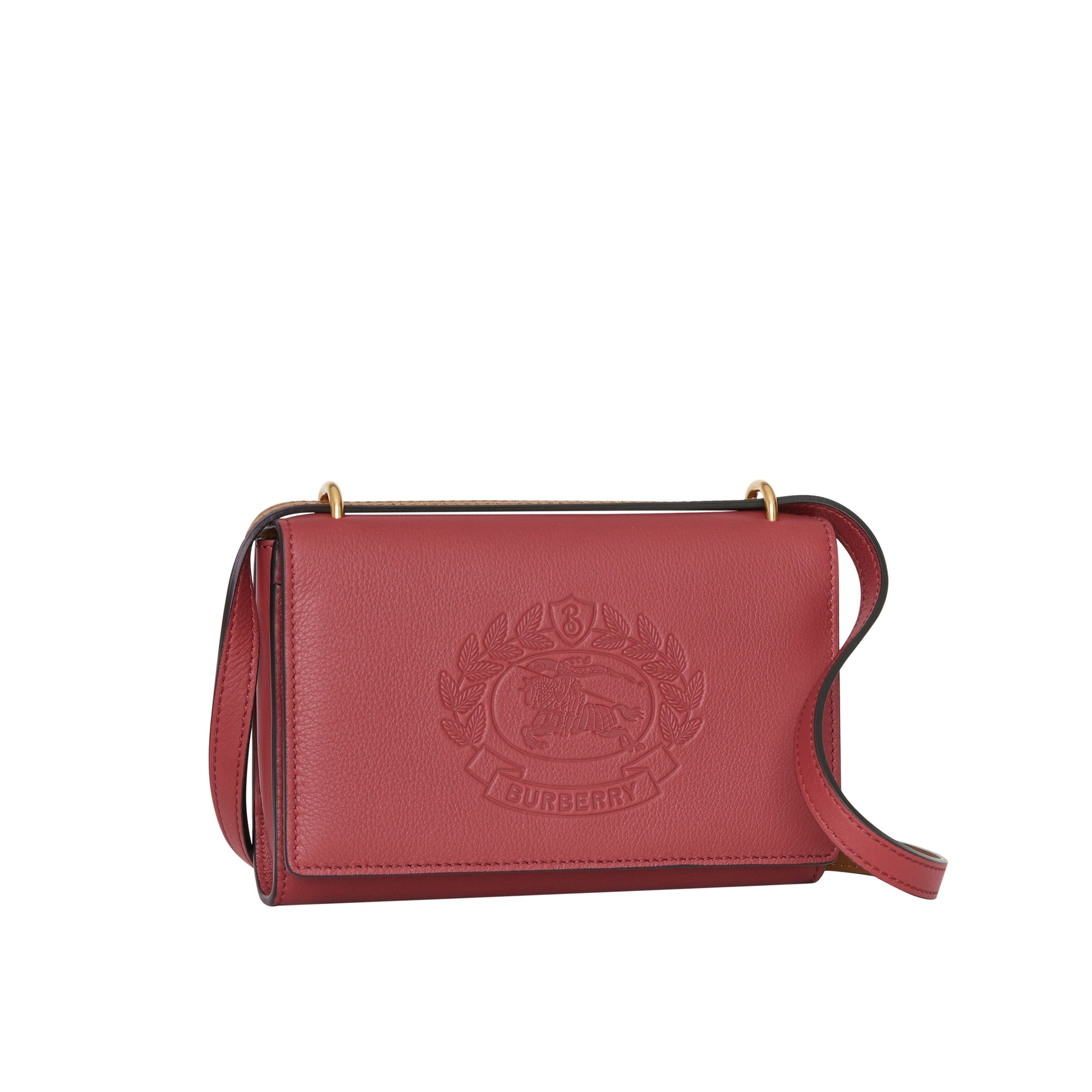 Portefeuille en cuir avec écusson estampé et sangle amovible - Crimson