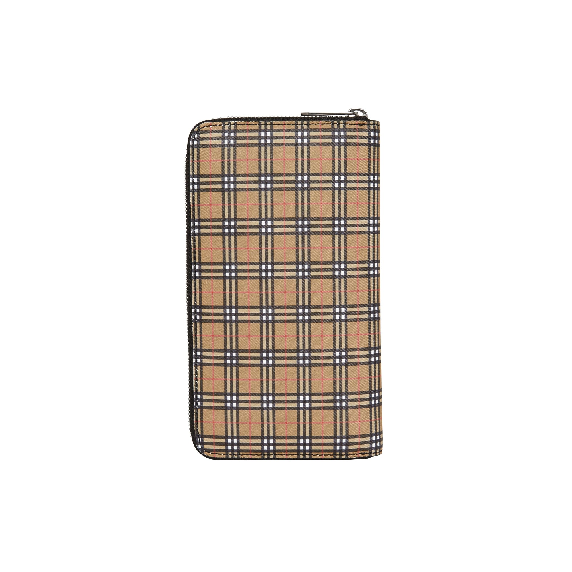 Portefeuille zippé en cuir et à micro-motif check - Antique Yellow & Black