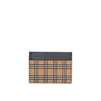 Porte-cartes en cuir et à motif Vintage check - Antique Yellow & Dark Grey