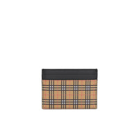 Porte-cartes en cuir et à motif Vintage check - Antique Yellow & Dark Grey