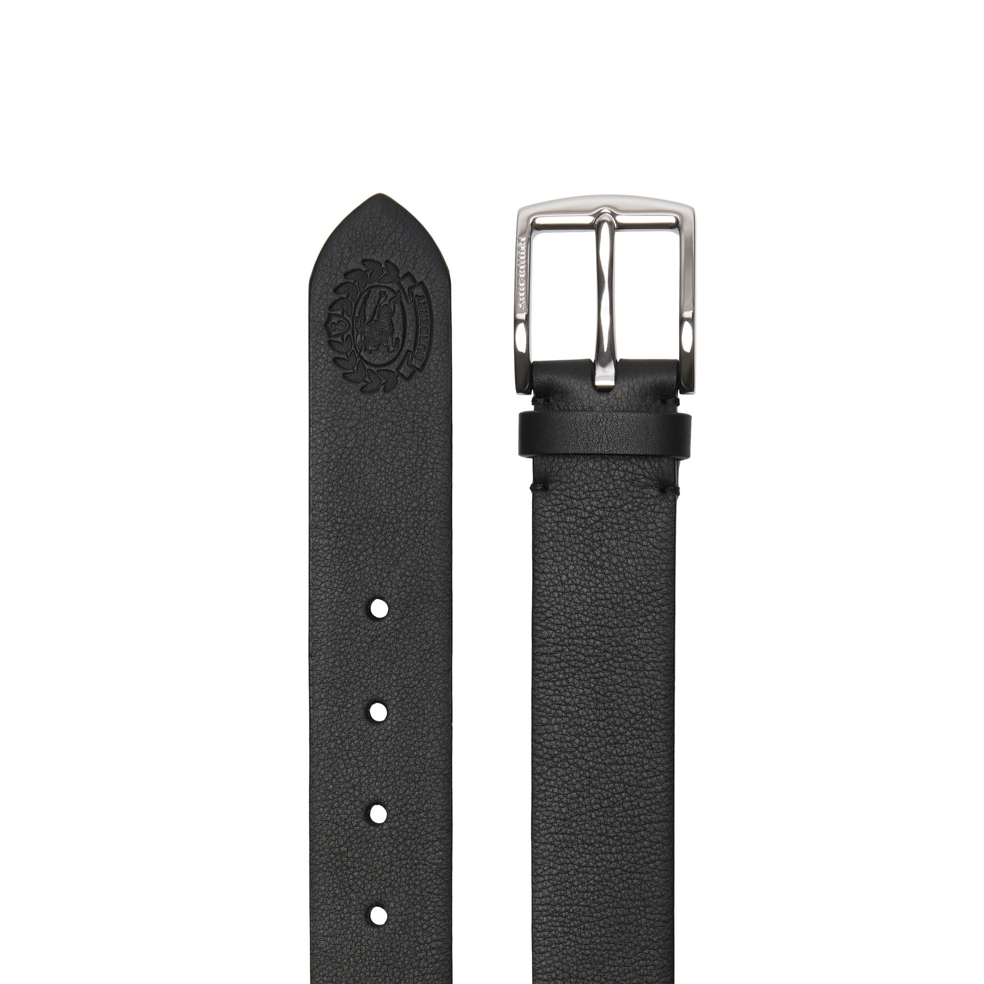 Ceinture en cuir avec écusson estampé - Black