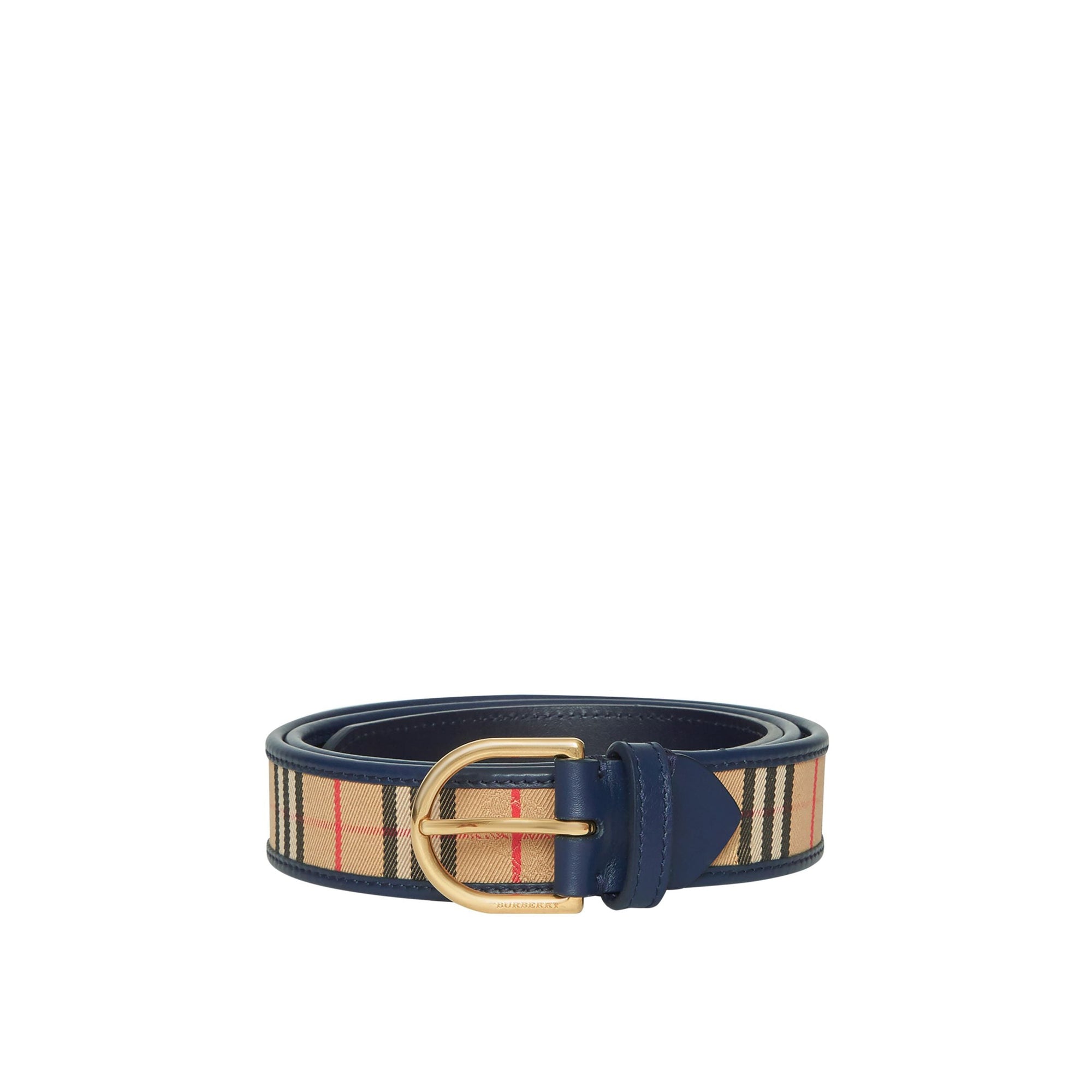 Ceinture en cuir à motif check de 1983 avec boucle en D - Ink Blue