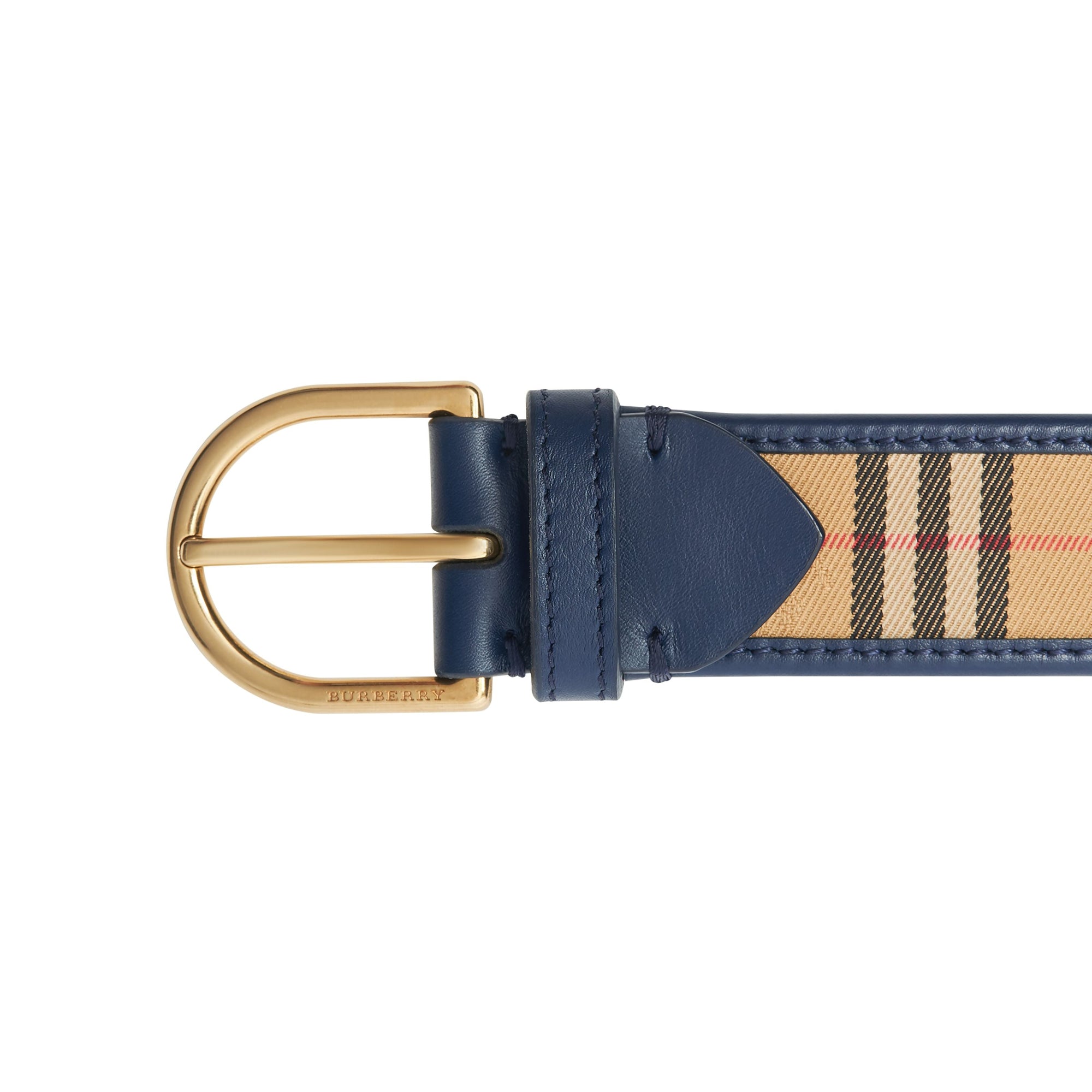 Ceinture en cuir à motif check de 1983 avec boucle en D - Ink Blue