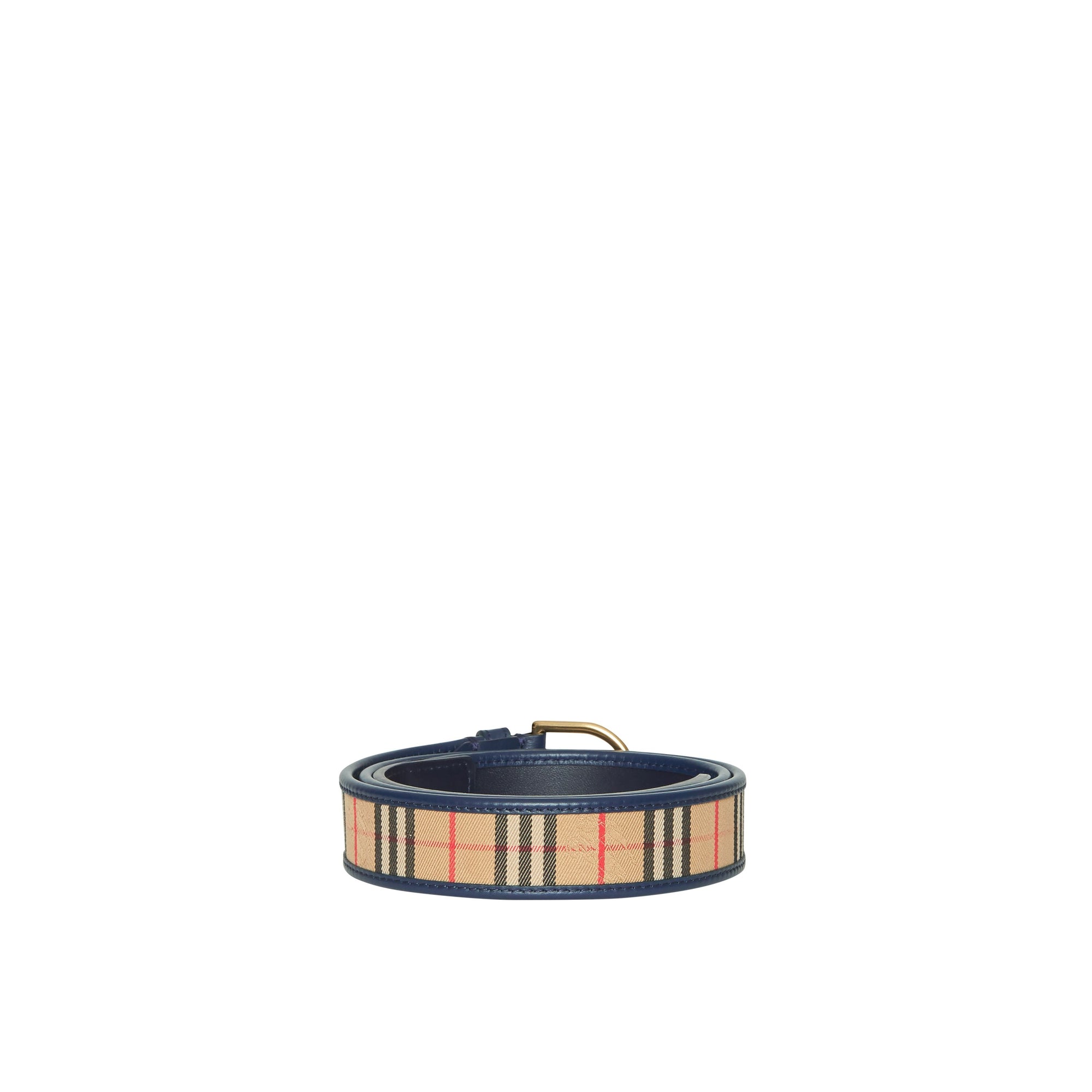 Ceinture en cuir à motif check de 1983 avec boucle en D - Ink Blue
