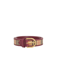 Ceinture en cuir à motif check de 1983 avec boucle en D - Antique Red