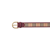 Ceinture en cuir à motif check de 1983 avec boucle en D - Antique Red