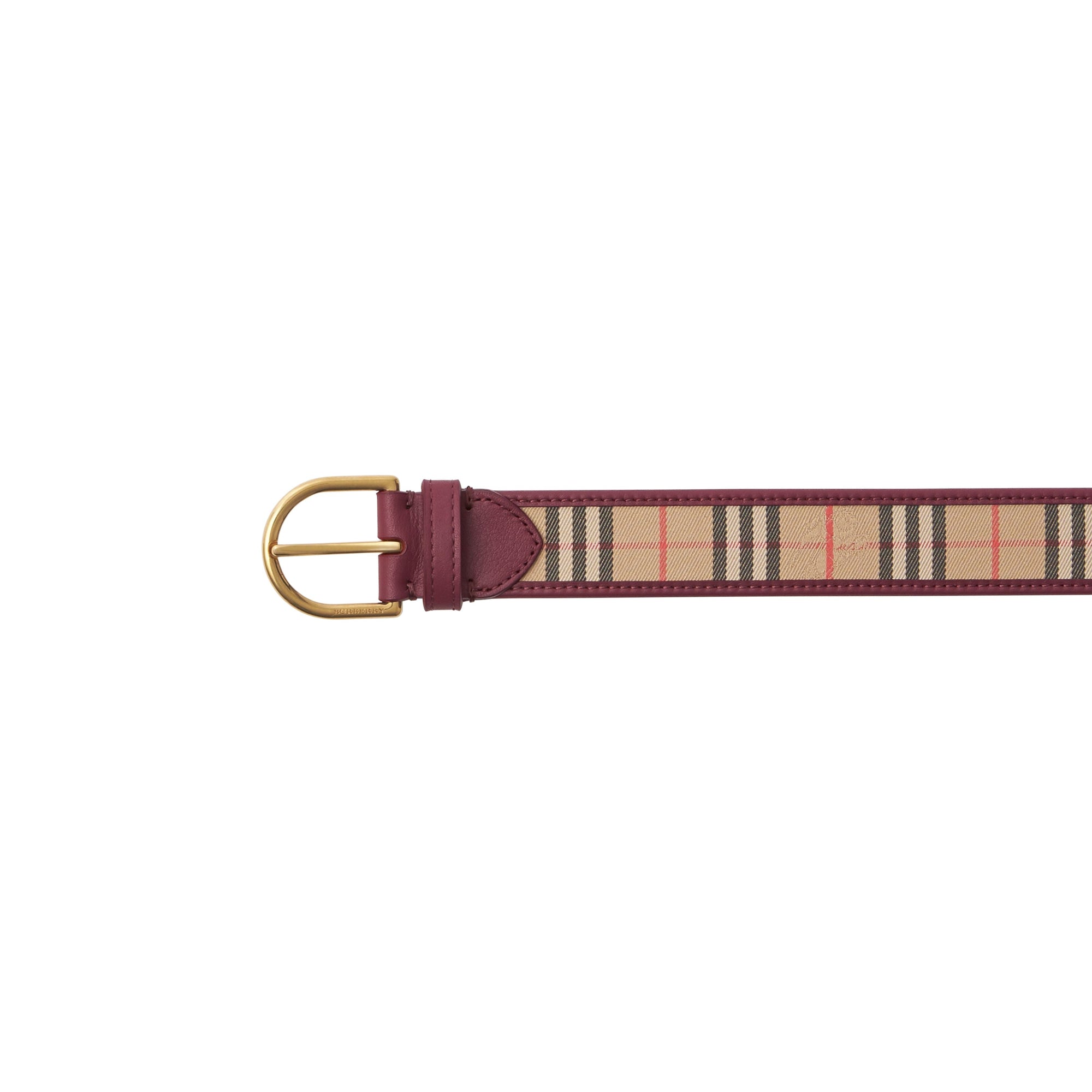 Ceinture en cuir à motif check de 1983 avec boucle en D - Antique Red