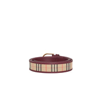 Ceinture en cuir à motif check de 1983 avec boucle en D - Antique Red