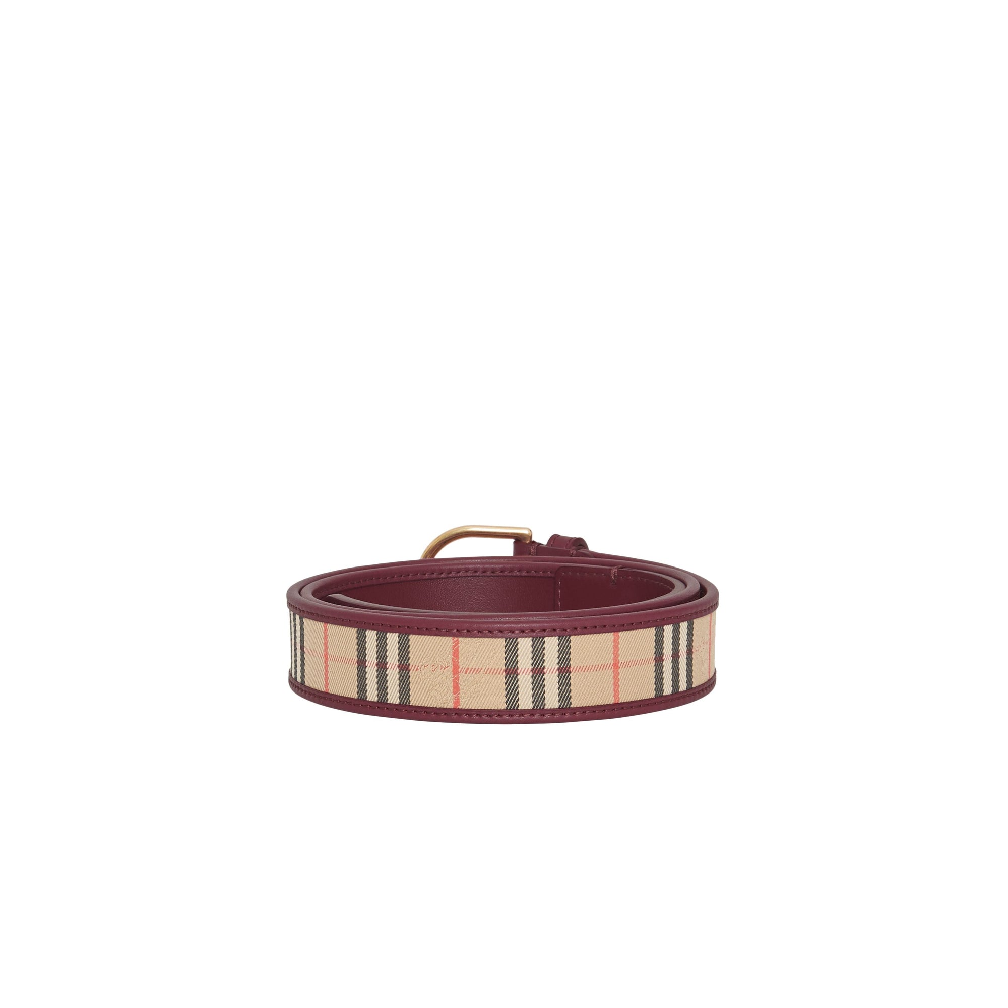 Ceinture en cuir à motif check de 1983 avec boucle en D - Antique Red