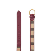 Ceinture en cuir à motif check de 1983 avec boucle en D - Antique Red