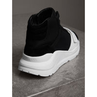 Sneakers montantes en néoprène et cuir velours - Black