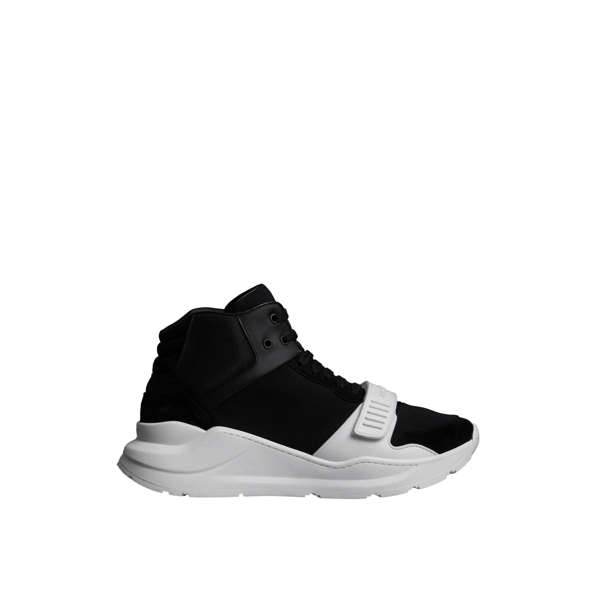 Sneakers montantes en néoprène et cuir velours - Black