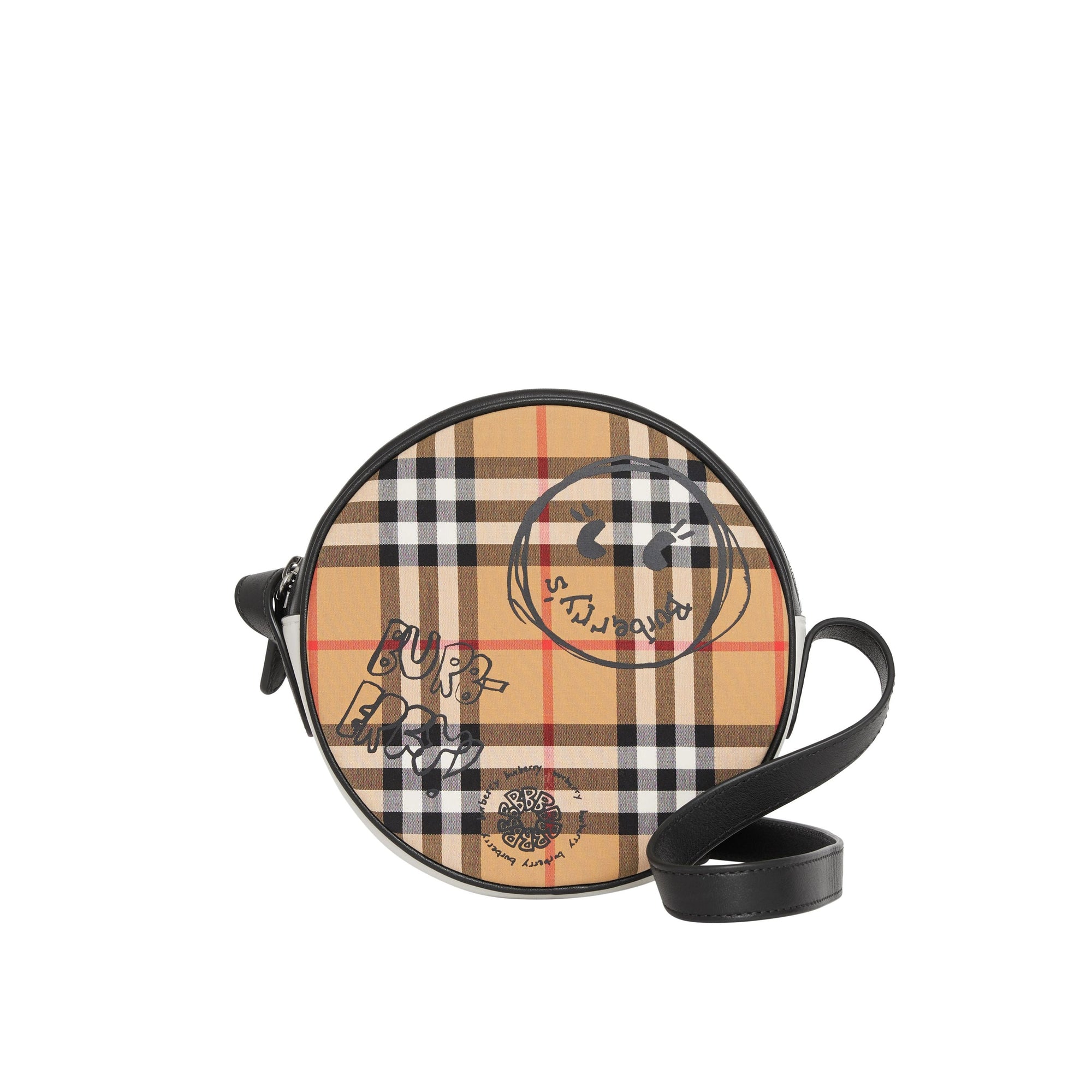 Sac à bandoulière avec imprimé street art et motif Vintage check - Black