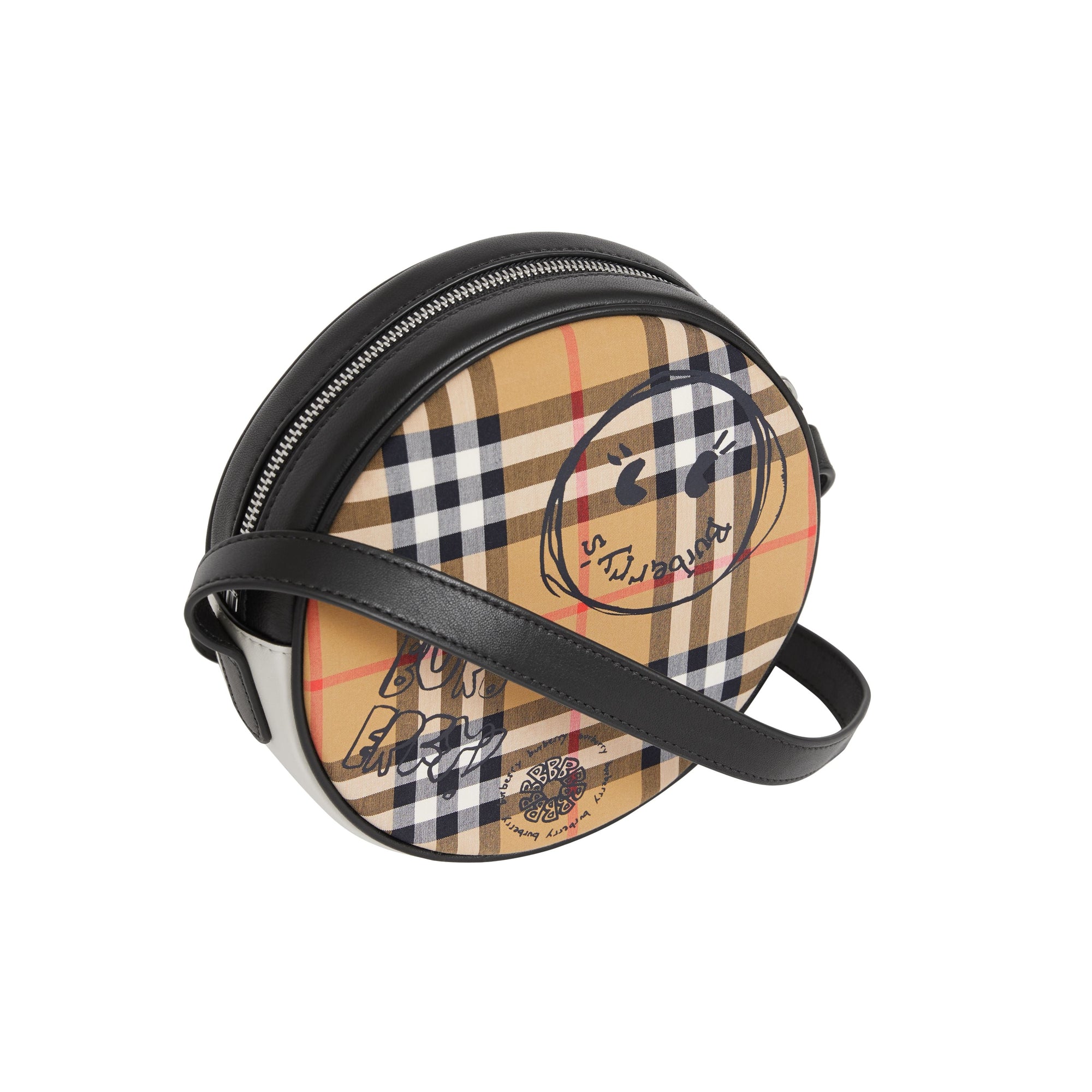 Sac à bandoulière avec imprimé street art et motif Vintage check - Black