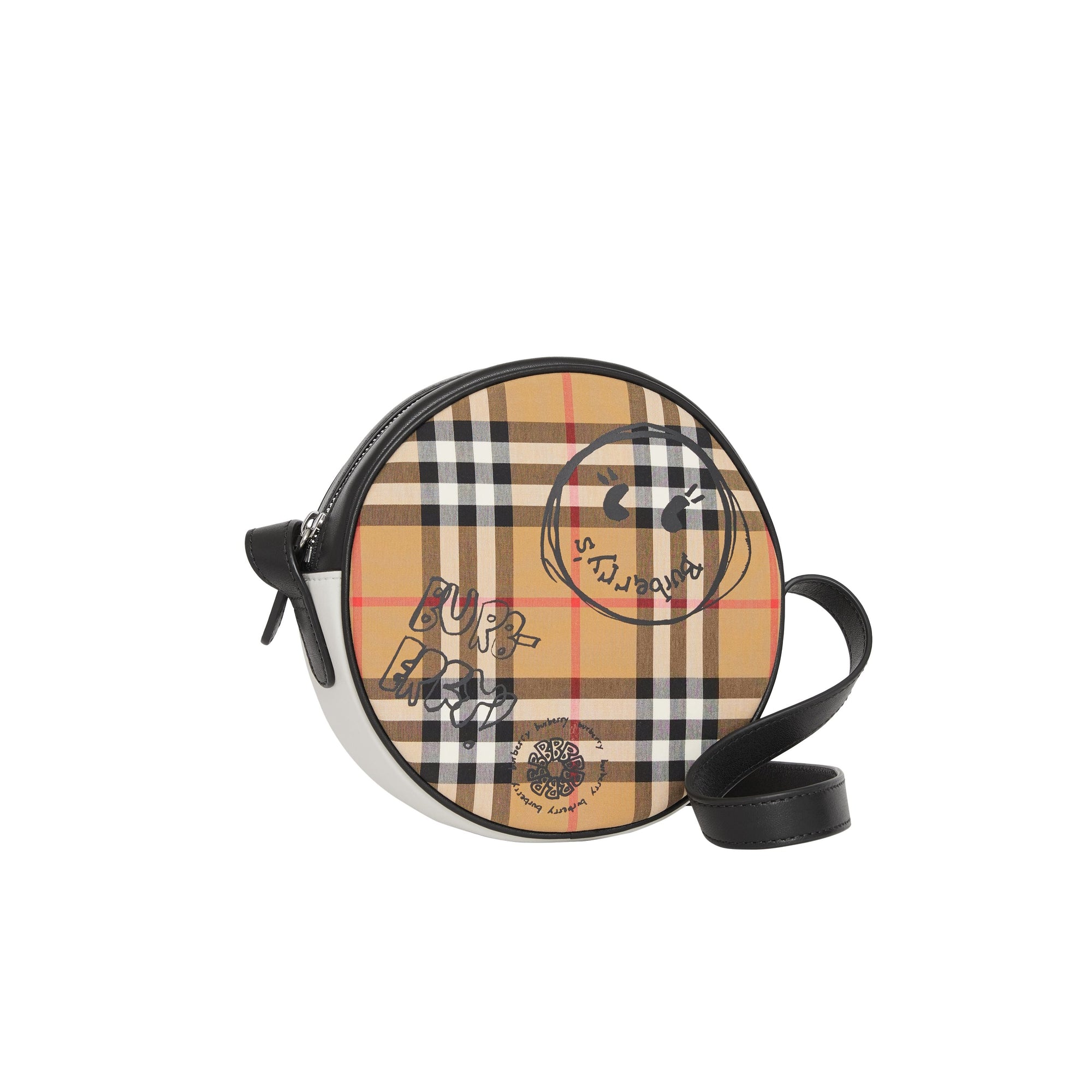 Sac à bandoulière avec imprimé street art et motif Vintage check - Black
