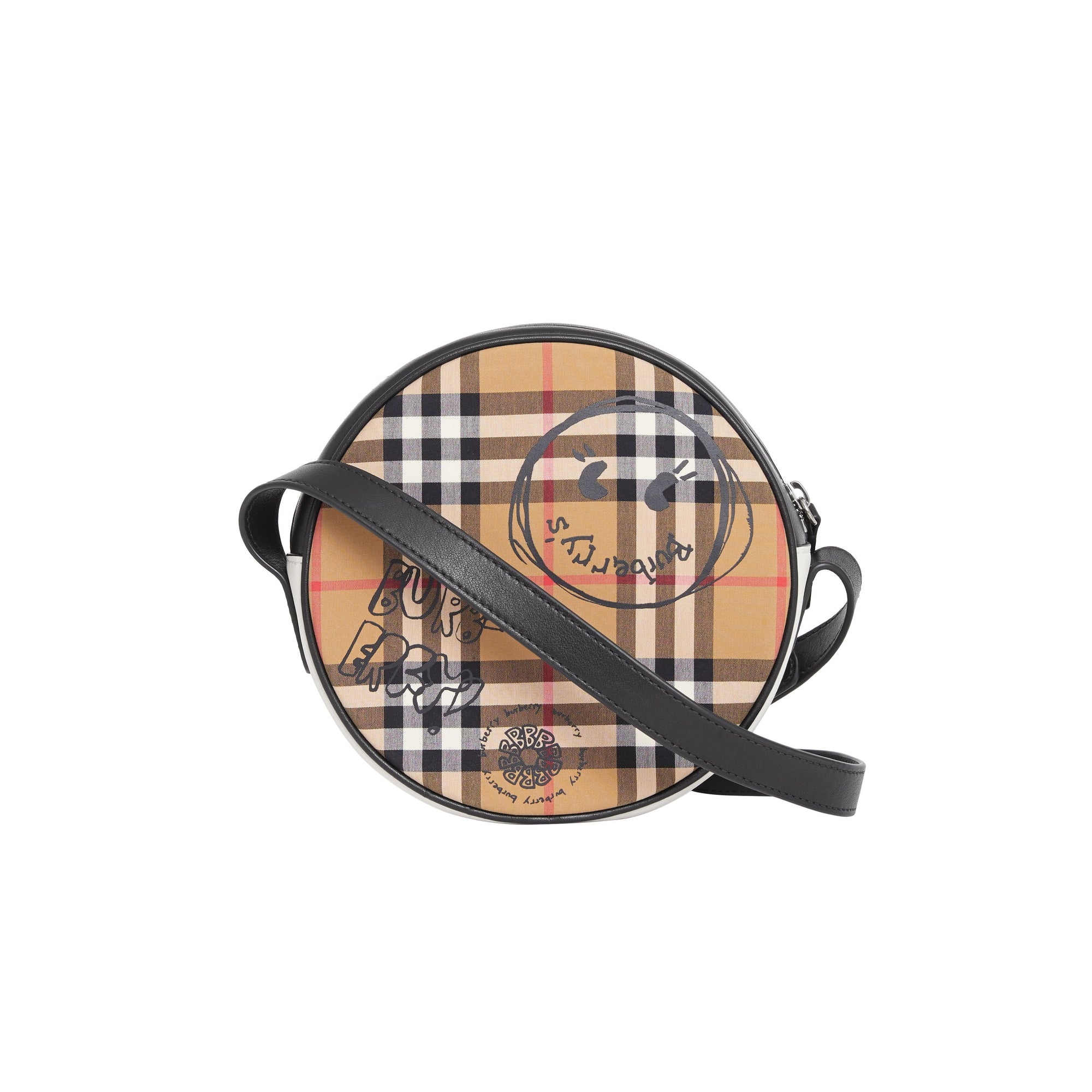 Sac à bandoulière avec imprimé street art et motif Vintage check - Black