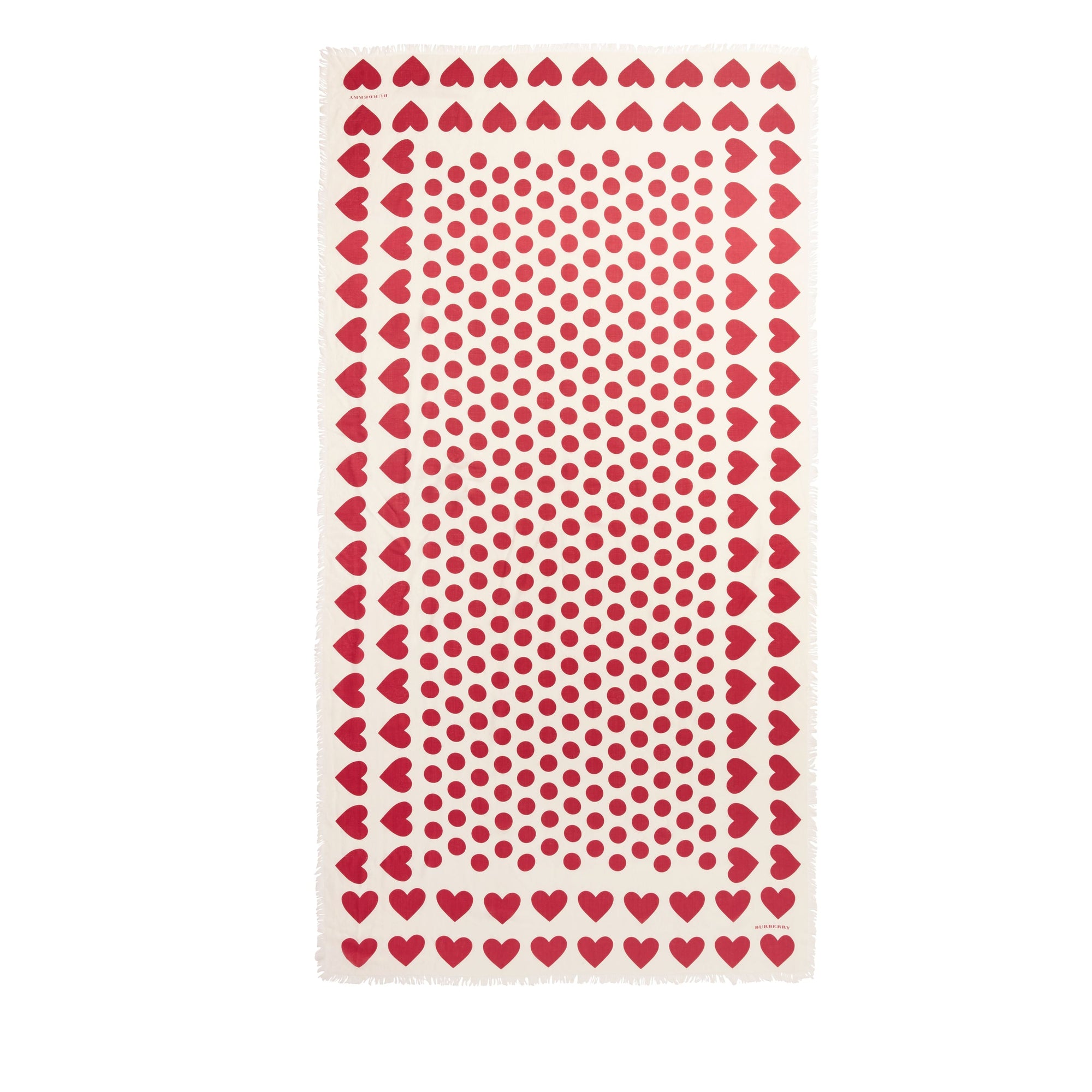 Écharpe en laine et soie mélangées à pois et cœurs en jacquard - Windsor Red