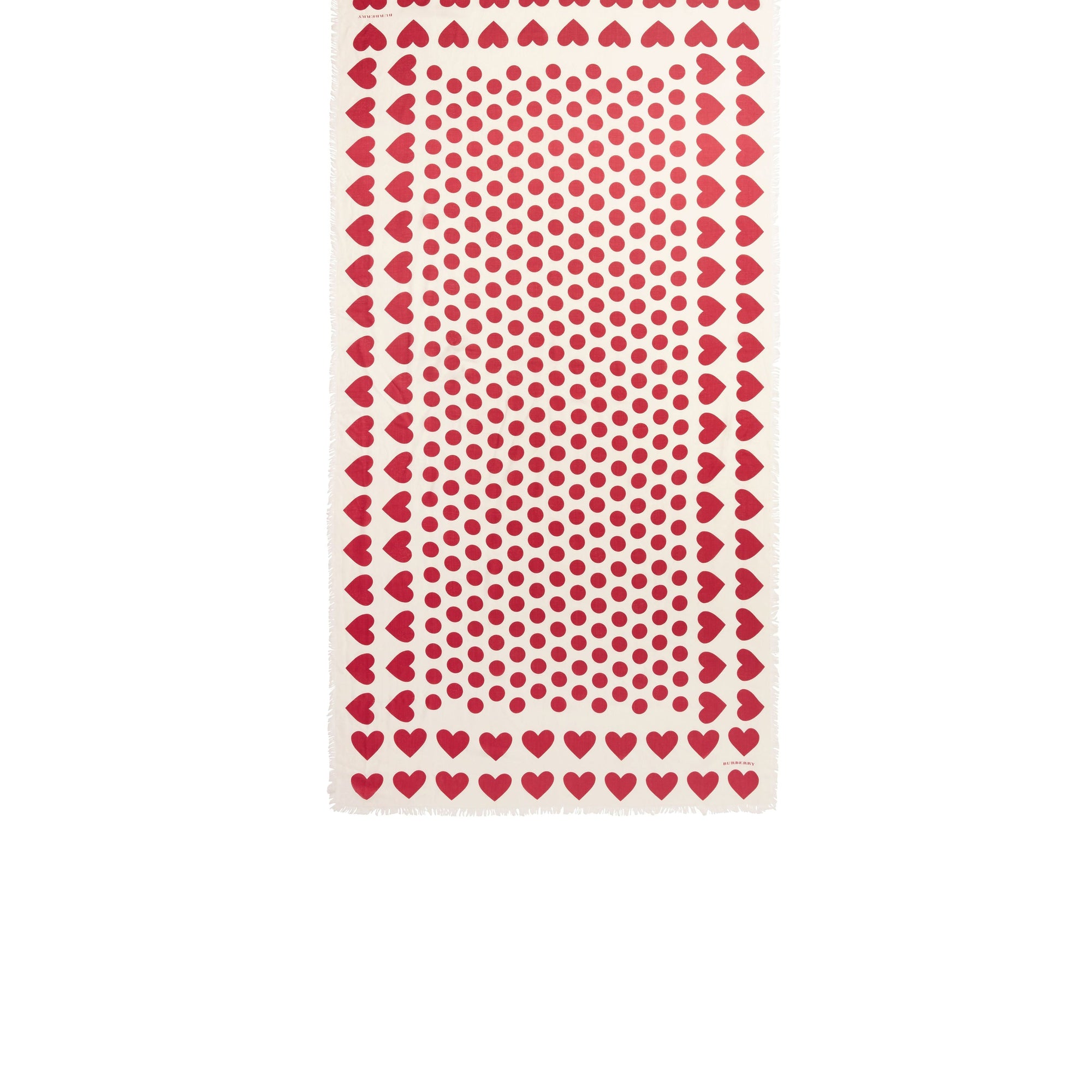 Écharpe en laine et soie mélangées à pois et cœurs en jacquard - Windsor Red