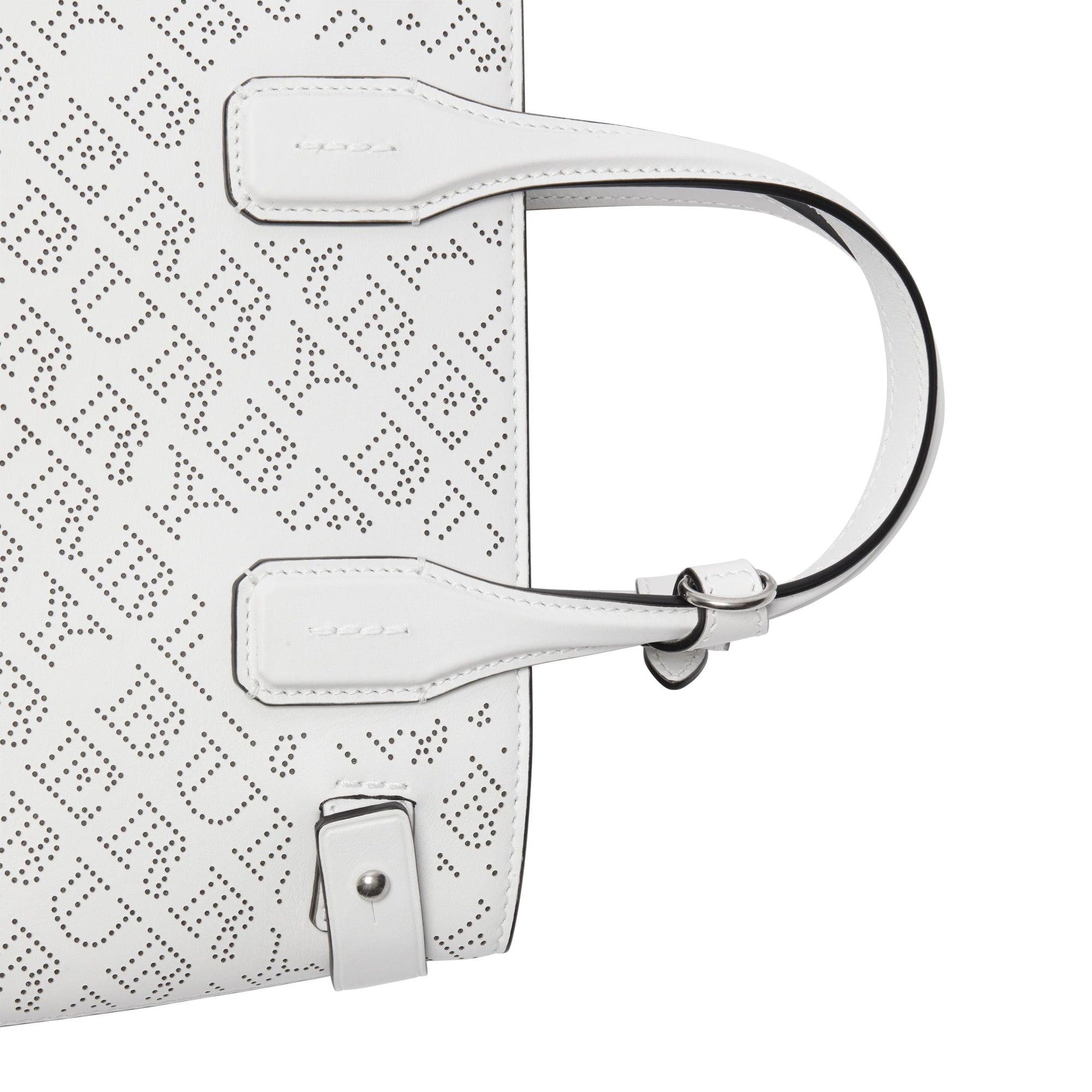 Petit sac The Banner en cuir avec logo perforé - Chalk White