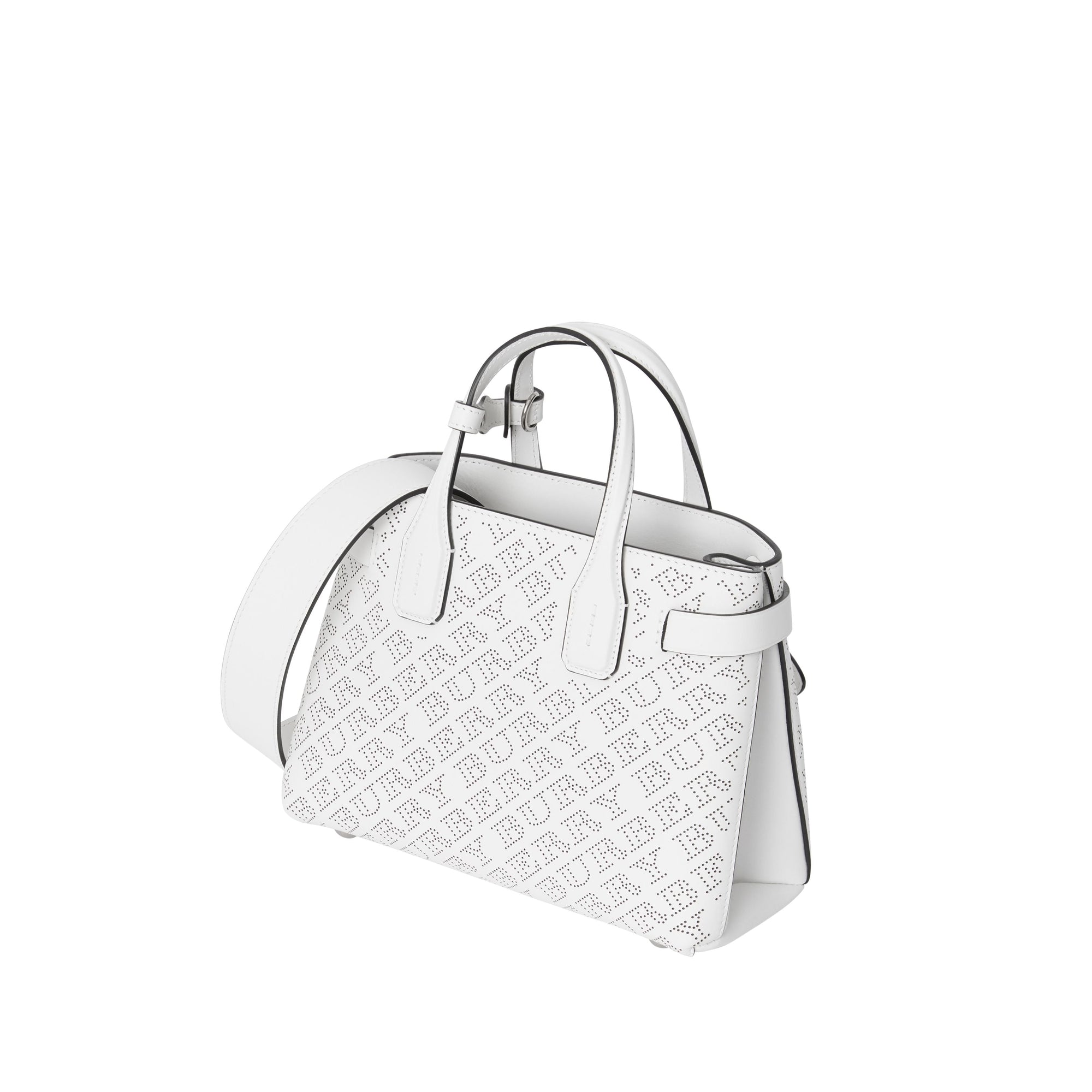 Petit sac The Banner en cuir avec logo perforé - Chalk White