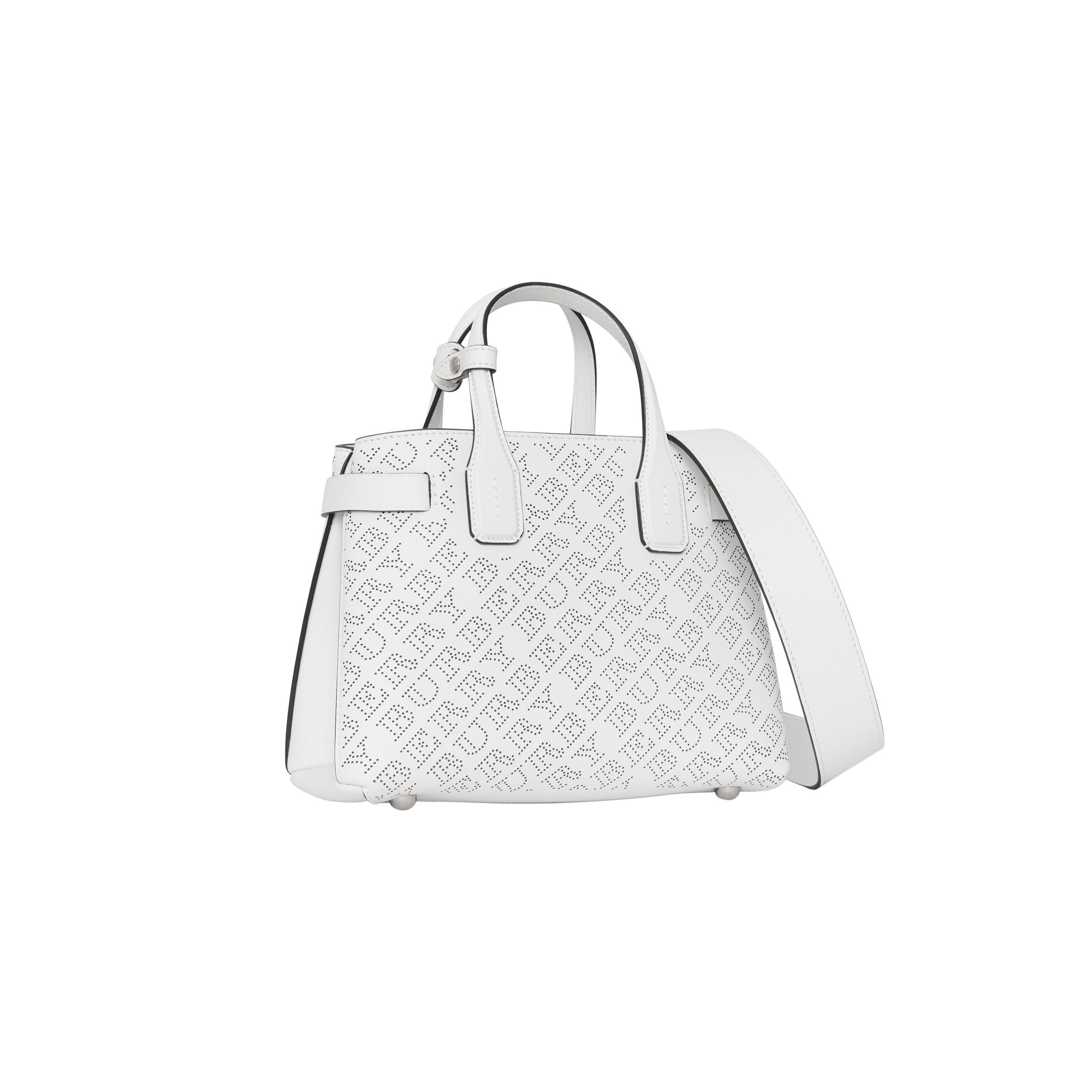 Petit sac The Banner en cuir avec logo perforé - Chalk White