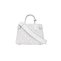 Petit sac The Banner en cuir avec logo perforé - Chalk White