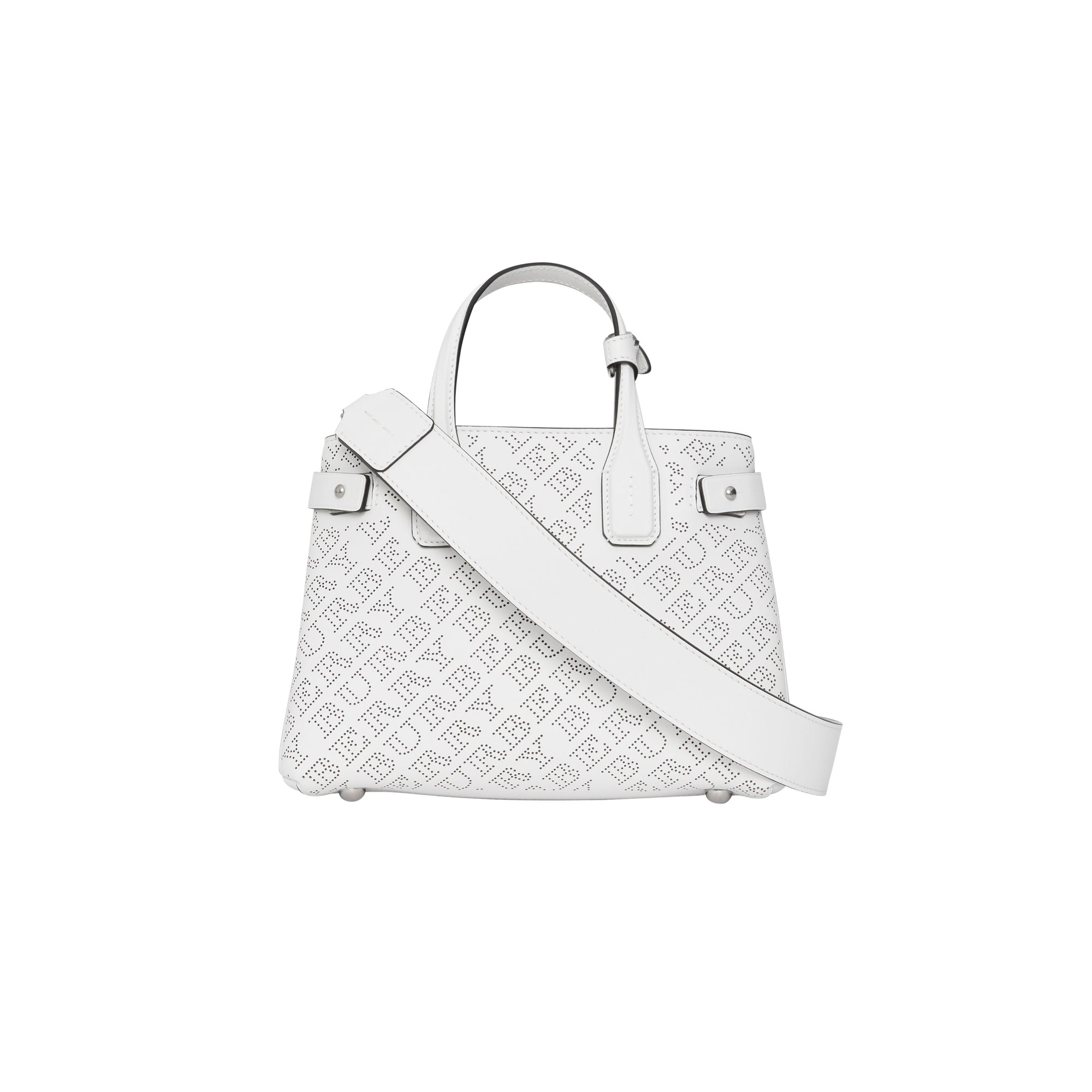Petit sac The Banner en cuir avec logo perforé - Chalk White