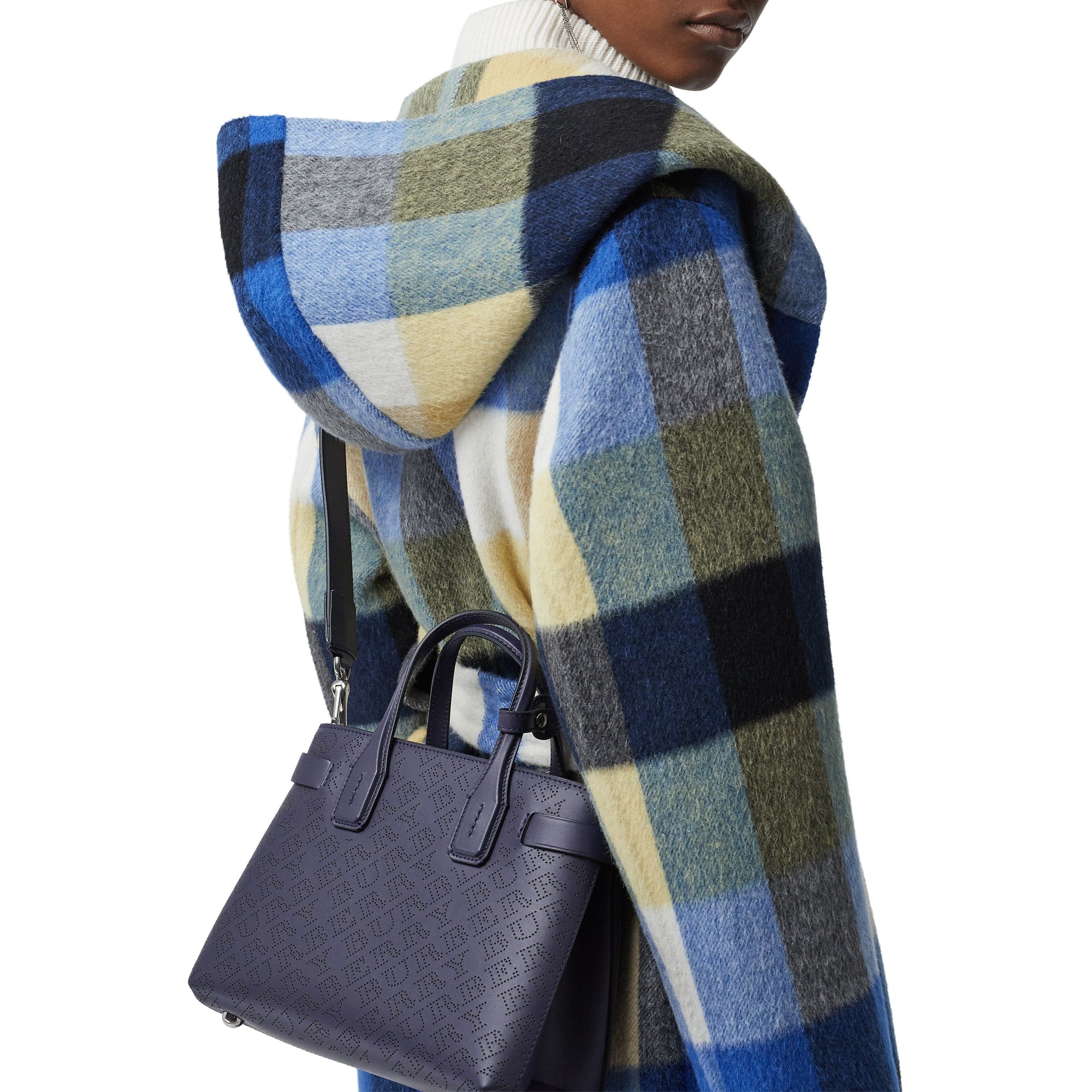 Petit sac The Banner en cuir avec logo perforé - Regency Blue