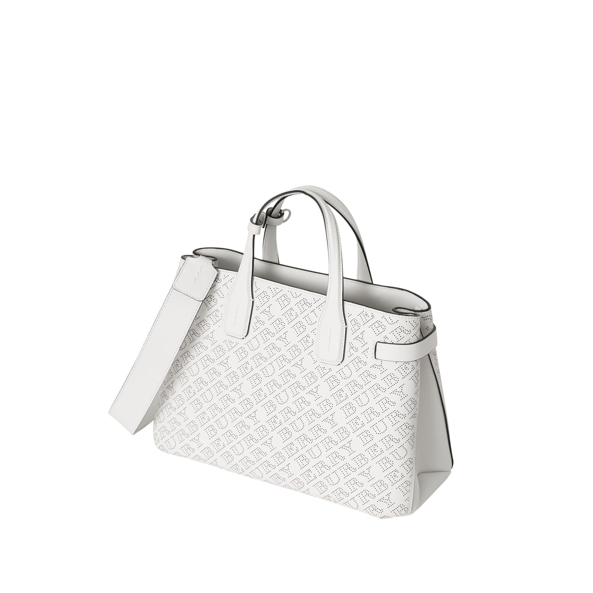 Sac The Banner moyen en cuir avec logo perforé - Chalk White