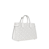 Sac The Banner moyen en cuir avec logo perforé - Chalk White