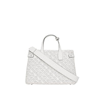 Sac The Banner moyen en cuir avec logo perforé - Chalk White