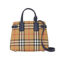 Sac The Baby Banner en tissu Vintage check et cuir - Regency Blue