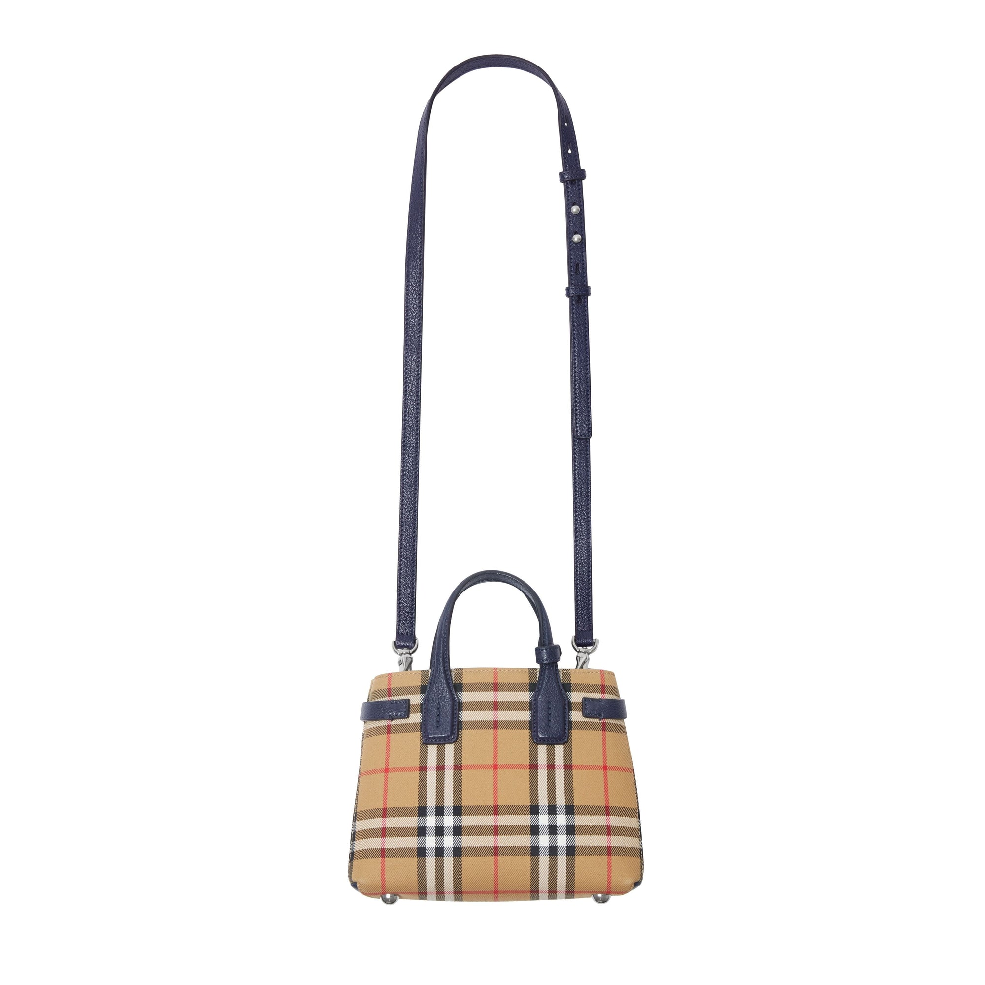 Sac The Baby Banner en tissu Vintage check et cuir - Regency Blue